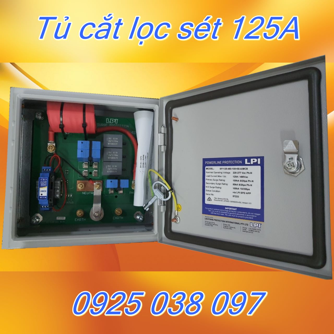 Cắt lọc sét 1 pha 125A SF1125-385-100+50-AIMCB (2) {LOAI} {PHA} {DONG} {DONGCAT} {MA}