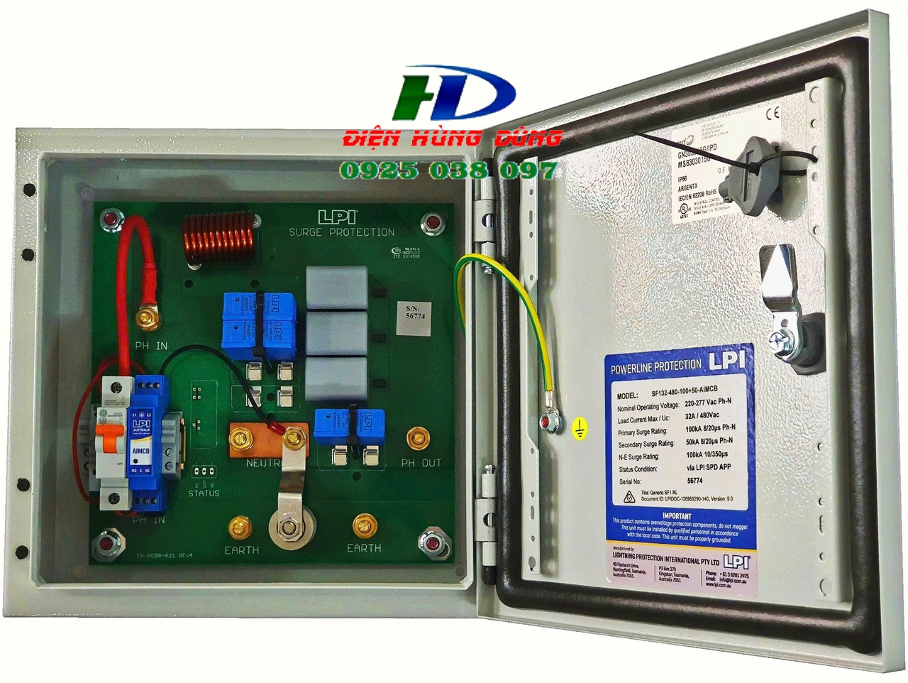 Tủ cắt lọc sét 1 pha 32A 150kA 50kA SF132-385-150+50-AIMCB