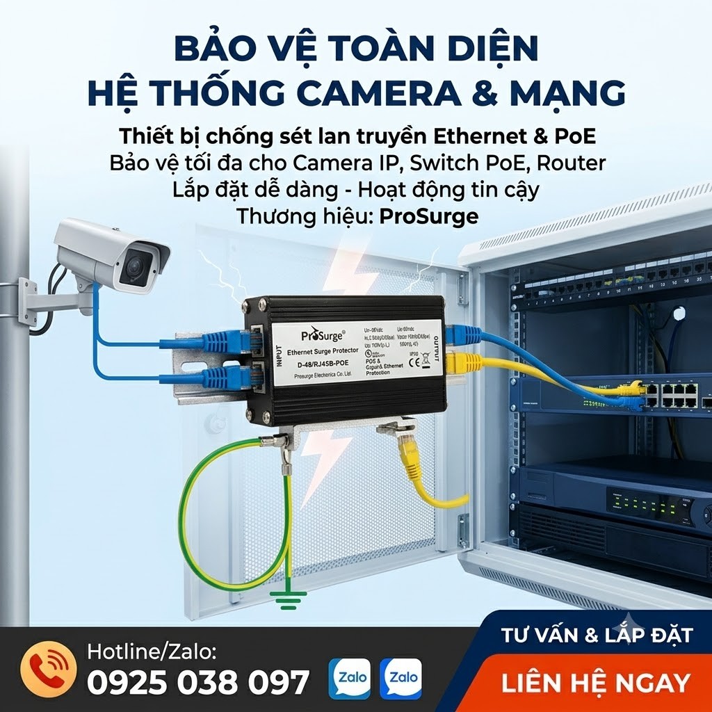 D-48/RJ45B-POE – Chống Sét Lan Truyền Mạng LAN & Camera PoE